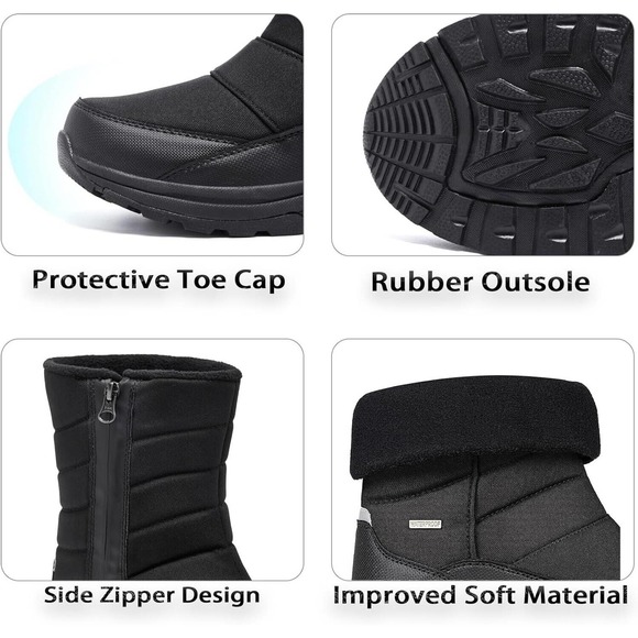 New SilentCare Waterproof Mid-Calf Winter Snow Boots Slip-on Outdoor Men's 10.5 - Picture 5 of 10